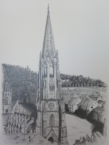 Cartoon: Freiburger Münster (medium) by Carlo Büchner tagged münster,freiburg,cathedral,turm