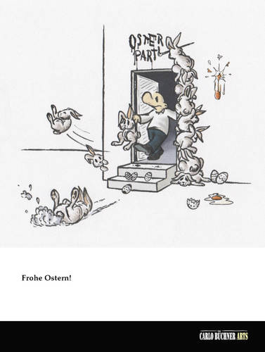 Cartoon: Frohe Ostern (medium) by Carlo Büchner tagged haustür,hasen,ostereier,eier,invasion,osterhase,ostern