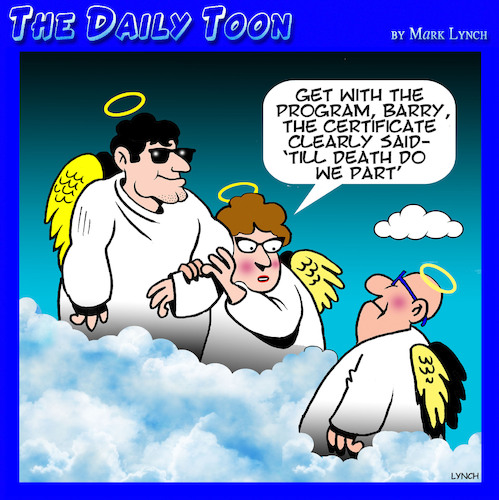Cartoon: Afterlife (medium) by toons tagged angels,marriage,vows,angels,marriage,vows