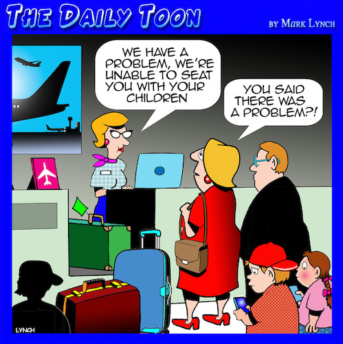 Cartoon: Airline seating (medium) by toons tagged air,travel,airline,check,in,family,air,travel,airline,check,in,family