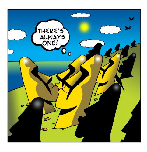 Cartoon: always one (medium) by toons tagged easter,island,statue,sculpture,monument,individuals,always,one
