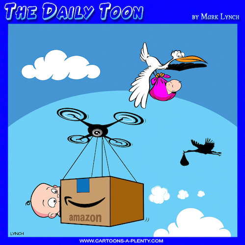 Cartoon: Amazon deliveries (medium) by toons tagged amazon,packaging,stork,delivery,uber,amazon,packaging,stork,delivery,uber