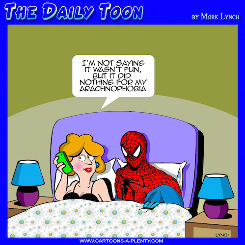 Cartoon: Arachnophobia (medium) by toons tagged spiders,spiderman,fear,of,spiders,spiderman,fear,of