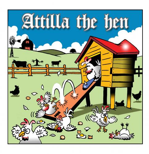Cartoon: Attilla the hen (medium) by toons tagged attilla,the,hun,farms,livestock,poultry,chickens,cows,rural,life,chooks