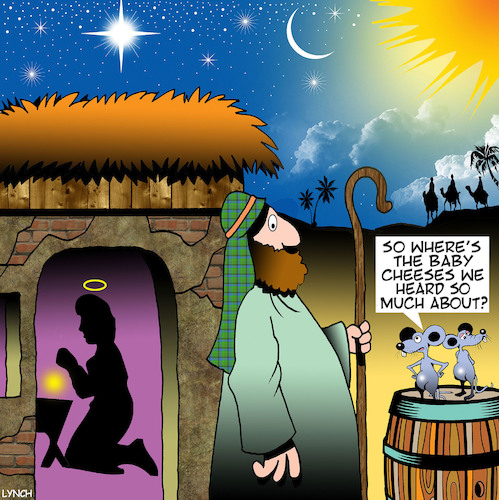 Cartoon: Baby Jesus (medium) by toons tagged christmas,birth,of,jesus,mary,and,joseph,nativity,scene,cheese,mice,christmas,birth,of,jesus,mary,and,joseph,nativity,scene,cheese,mice