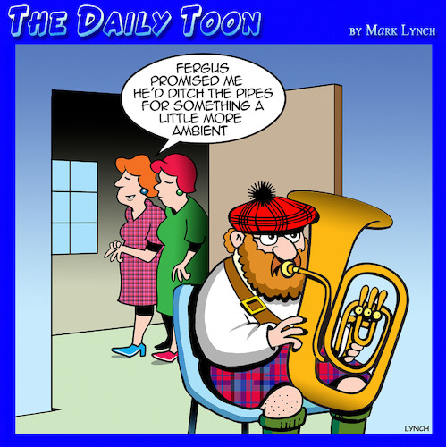 Cartoon: Bagpipes (medium) by toons tagged bagpipes,tuba,kilt,scotsman,scotland,bagpipes,tuba,kilt,scotsman,scotland