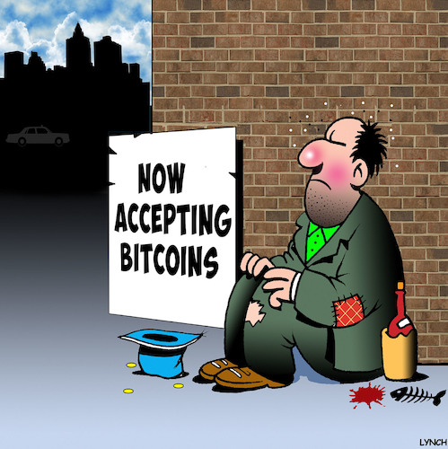 Cartoon: Bitcoins (medium) by toons tagged bitcoins,alternative,currency,begging,tramp,bitcoins,alternative,currency,begging,tramp