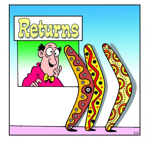 Cartoon: boomerang returns (medium) by toons tagged sales,boomerangs,complaints,