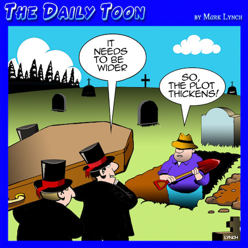 Cartoon: Burial plot (medium) by toons tagged graveyard,funeral,plot,thickens,coffin,graveyard,funeral,plot,thickens,coffin
