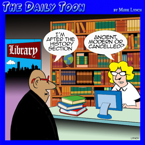 Cartoon: Cancel culture (medium) by toons tagged canceled,history,libraries,woke,canceled,history,libraries,woke