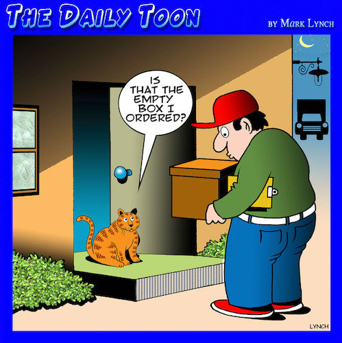 Cartoon: Cat playing (medium) by toons tagged cats,amazon,delivery,gifts,cats,amazon,delivery,gifts