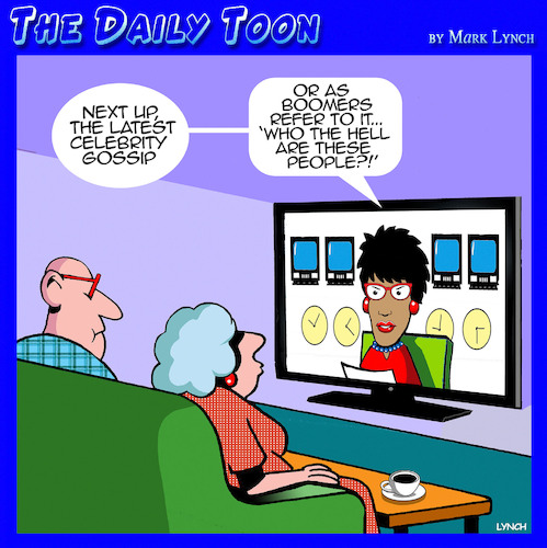 Cartoon: Celebrity gossip (medium) by toons tagged boomers,celebrities,baby,boomers,celebrities,baby