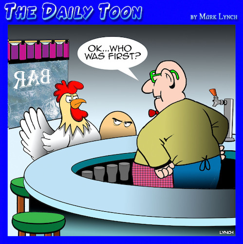 Cartoon: Chicken and egg (medium) by toons tagged eternal,question,chicken,or,egg,eternal,question,chicken,or,egg