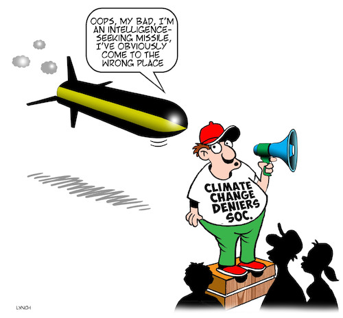 Cartoon: Climate change deniers (medium) by toons tagged climate,change,missiles,global,warming,intelligence,climate,change,missiles,global,warming,intelligence