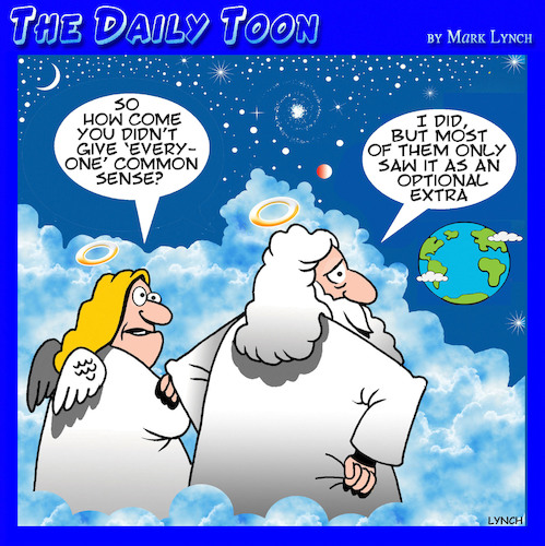Cartoon: Common sense (medium) by toons tagged angels,wisdom,optional,extras,angels,wisdom,optional,extras