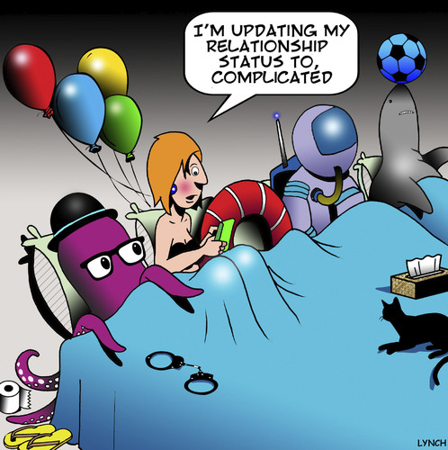 Cartoon: Complicated (medium) by toons tagged update,facebook,relationship,status,orgy,update,facebook,relationship,status,orgy