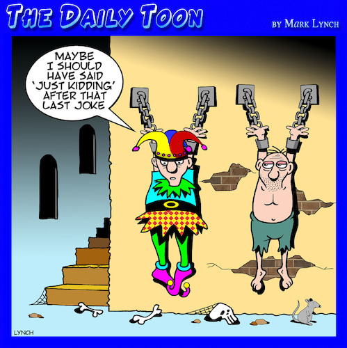 Cartoon: Court Jester (medium) by toons tagged comedian,jester,kidding,medieval,times,comedian,jester,kidding,medieval,times