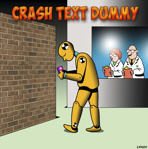 Cartoon: Crash text dummy (medium) by toons tagged crash,test,dummy,texting,text,while,driving,crash,test,dummy,texting,text,while,driving