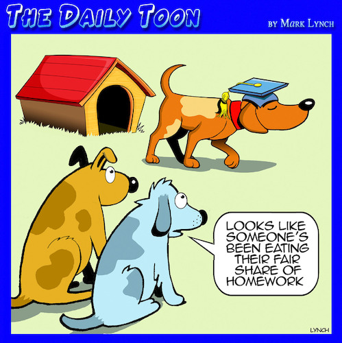 Cartoon: Dog ate my homework (medium) by toons tagged dog,eating,homework,dog,eating,homework