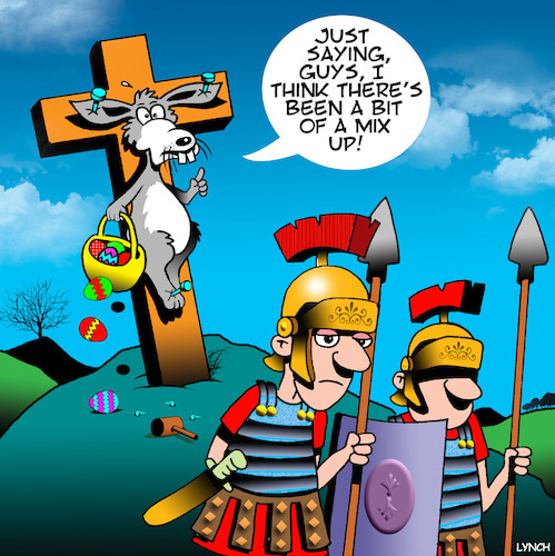 Cartoon: Easter bunny (medium) by toons tagged easter,crucifixion,bunny,rabbits,eggs,roman,soldiers,easter,crucifixion,bunny,rabbits,eggs,roman,soldiers