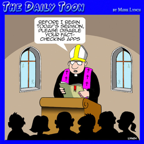 Cartoon: Fact checkers (medium) by toons tagged church,sermon,church,sermon