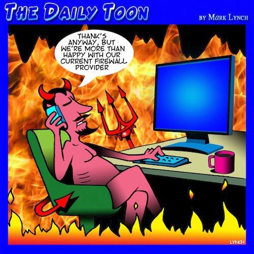 Cartoon: Firewall (medium) by toons tagged firewalls,service,providres,hell,devil,computers,hackers,firewalls,service,providres,hell,devil,computers,hackers