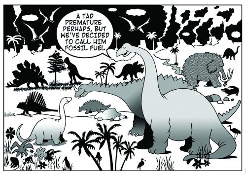 Cartoon: first fossil fuel (medium) by toons tagged environment,ecology,greenhouse,gases,pollution,earth,day
