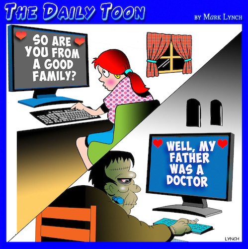 Cartoon: Frankenstein (medium) by toons tagged genes,good,family,genes,good,family