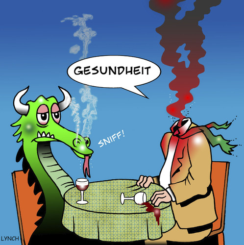 Cartoon: Gesundheit (medium) by toons tagged gesundheit,dragons,flu,mythical,creatures