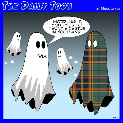 Cartoon: Ghosts (medium) by toons tagged ghost,haunted,castle,tartan,afterlife,ghost,haunted,castle,tartan,afterlife