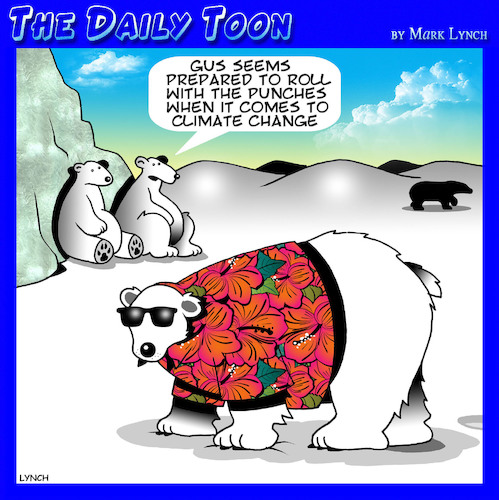 Cartoon: Global warming (medium) by toons tagged polar,bears,hawaiian,shirts,polar,bears,hawaiian,shirts