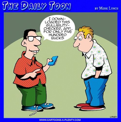 Cartoon: Gullible (medium) by toons tagged apps,gullibility,dumb,stupid,expensive,downloads,apps,gullibility,dumb,stupid,expensive,downloads