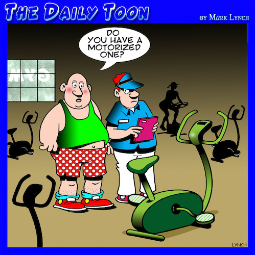 Cartoon: Gym cartoon (medium) by toons tagged exercise,bike,motorized,bikes,gym,obese,overweight,fat,exercise,bike,motorized,bikes,gym,obese,overweight,fat