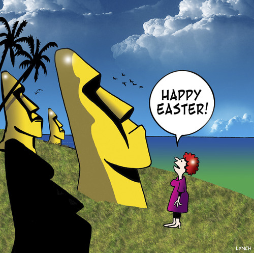 Cartoon: Happy Easter (medium) by toons tagged easter,island,holiday,statue,sculpture,tropical