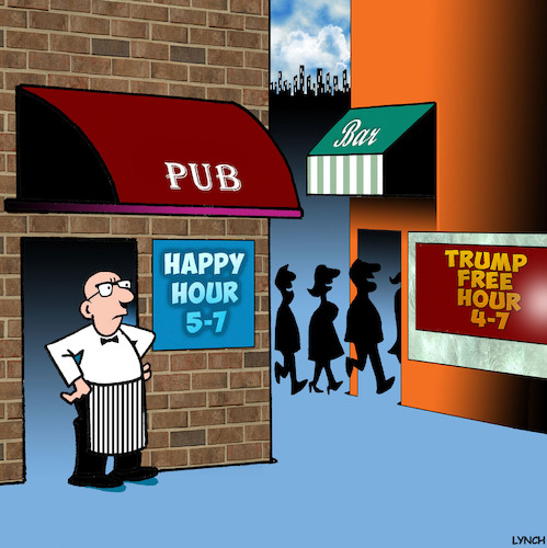 Cartoon: Happy hour (medium) by toons tagged donald,trump,happy,hour,us,president,pubs,donald,trump,happy,hour,us,president,pubs