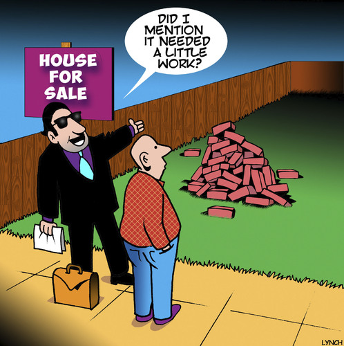 Cartoon: House for sale (medium) by toons tagged real,estat,house,for,sale,needs,work,realtor,estate,agent,housing,real,estat,house,for,sale,needs,work,realtor,estate,agent,housing