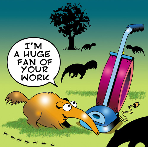 Cartoon: Huge fan (medium) by toons tagged anteater,animals,vacume,cleaner,broom,ants,sucking,big,fan,kitchen,appliance,hoover,carpet