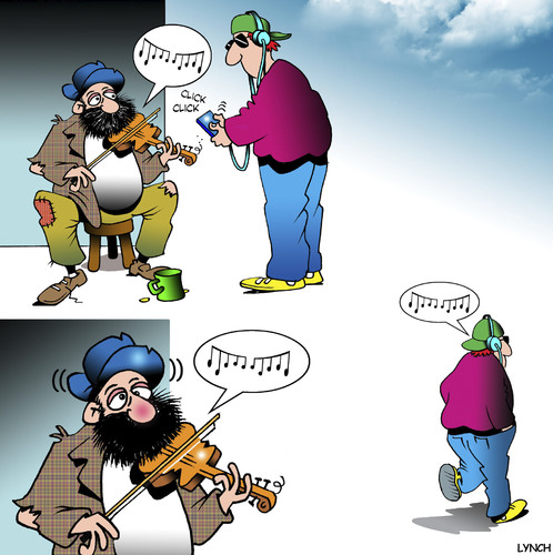 Cartoon: Illegal download (medium) by toons tagged download,music,rip,busker,violin,player,hipster,itunes,begger,online,piracy,download,music,rip,busker,violin,player,hipster,itunes,begger,online,piracy