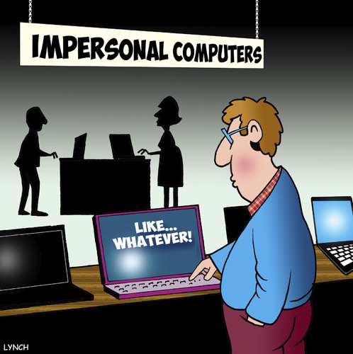 Cartoon: impersonal computer (medium) by toons tagged pc,personal,computers,laptops,social,media