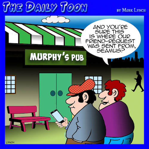 Cartoon: Irish pub (medium) by toons tagged beer,tracking,device,gps,friend,request,beer,tracking,device,gps,friend,request