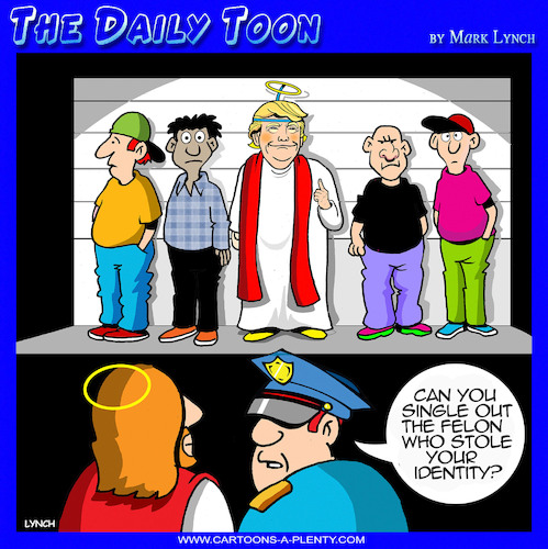 Cartoon: Jesus Trump (medium) by toons tagged jesus,police,line,up,donald,trump,identity,theft,jesus,police,line,up,donald,trump,identity,theft