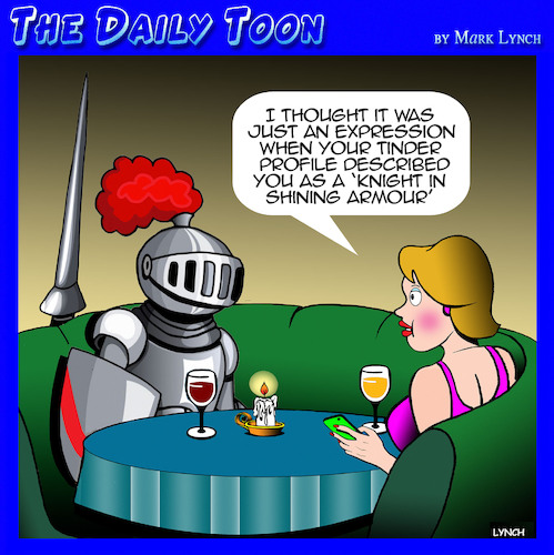 Cartoon: Knight in shining Armour (medium) by toons tagged tinder,profile,dating,sites,typo,tinder,profile,dating,sites,typo