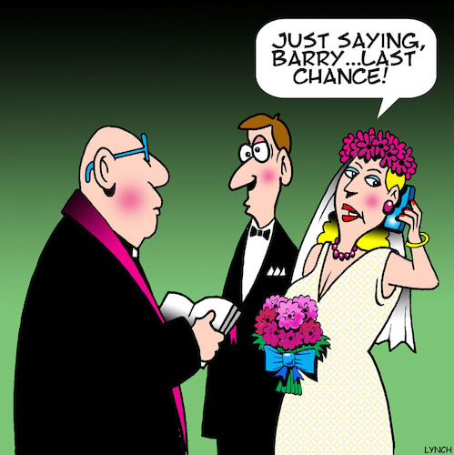 Cartoon: Last chance (medium) by toons tagged old,boyfriends,weddings,wedding,vows,old,boyfriends,weddings,wedding,vows