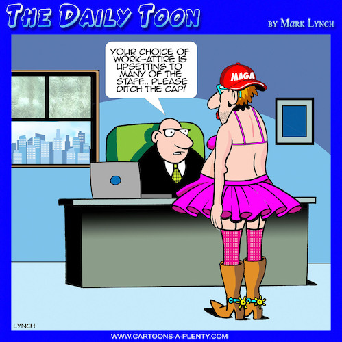 Cartoon: MAGA hat (medium) by toons tagged work,attire,casual,friday,tutu,drag,queens,work,attire,casual,friday,tutu,drag,queens