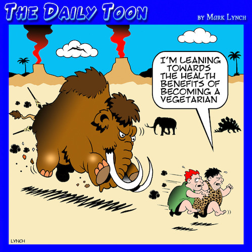 Cartoon: Mammoth (medium) by toons tagged vegetarians,caveman,dinosaur,vegans,vegetarians,caveman,dinosaur,vegans