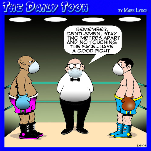Cartoon: Marquess of Queensberry Rules (medium) by toons tagged boxers,boxing,covid,19,social,distancing,facemasks,sport,boxers,boxing,covid,19,social,distancing,facemasks,sport