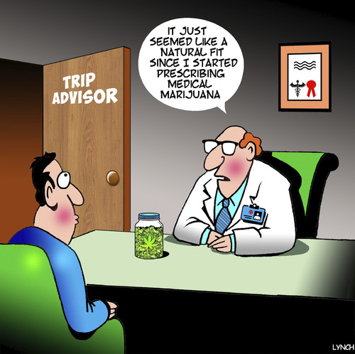 Cartoon: Medical marijuana (medium) by toons tagged trip,advisor,medical,marijuana,drugs,physician,travel,guides,tripping,trip,advisor,medical,marijuana,drugs,physician,travel,guides,tripping