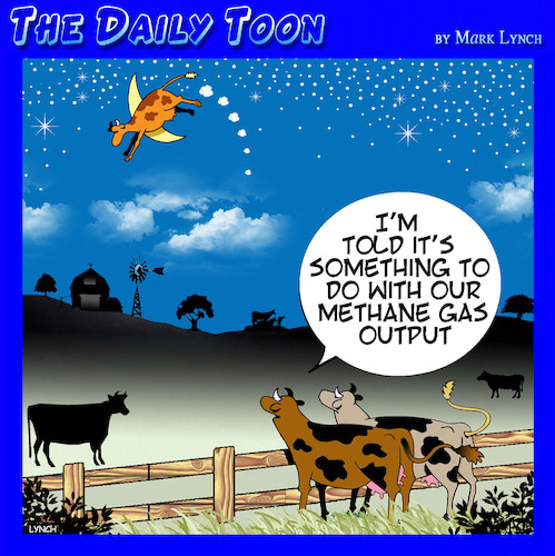 Cartoon: Methane output (medium) by toons tagged farts,cow,jumps,over,the,moon,methane,farts,cow,jumps,over,the,moon,methane