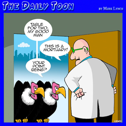 Cartoon: Mortuary (medium) by toons tagged restaurant,booking,vultures,restaurant,booking,vultures