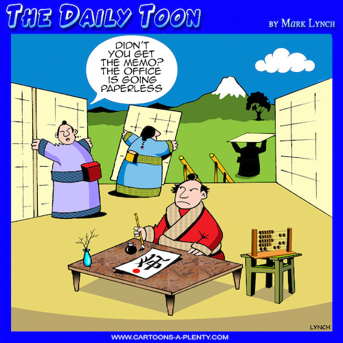 Cartoon: Paperless (medium) by toons tagged japan,office,goes,paperless,japan,office,goes,paperless